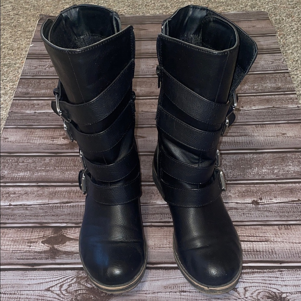 SO Black Multi-Strap Women's Combat Boots